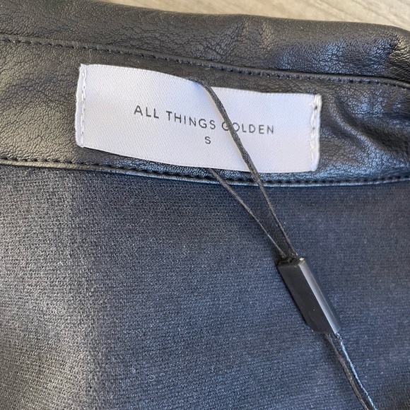 All Things Golden ✨Black Button Down Leather Shirt - Picture 3 of 6